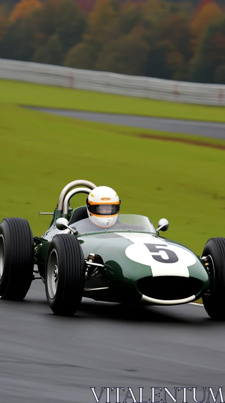 AI ART Vintage Race Car Speeding on Track - Exciting Racing Action