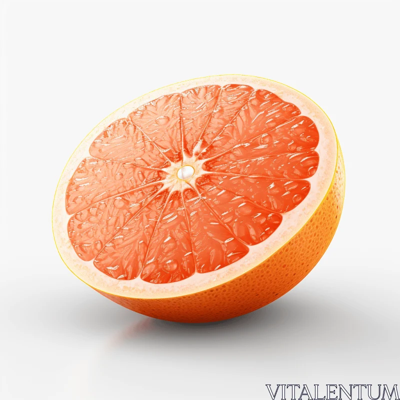 AI ART Luminous Half Grapefruit - Minimalistic 3D Fruit Art