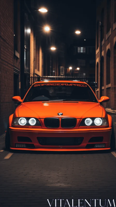 Orange BMW M3 Car: City Street Portrait with Soft Lighting AI Image