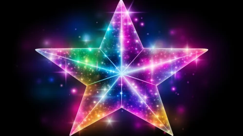 Glowing Rainbow Star - Colorful Abstract Art