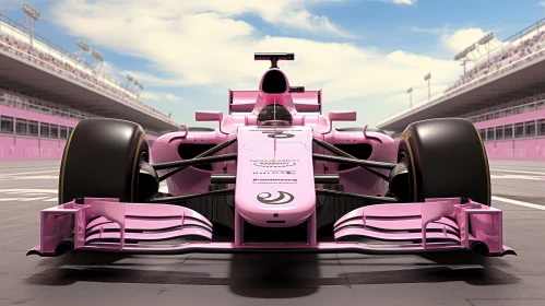 Pink Formula 1 Racing Car on Race Track