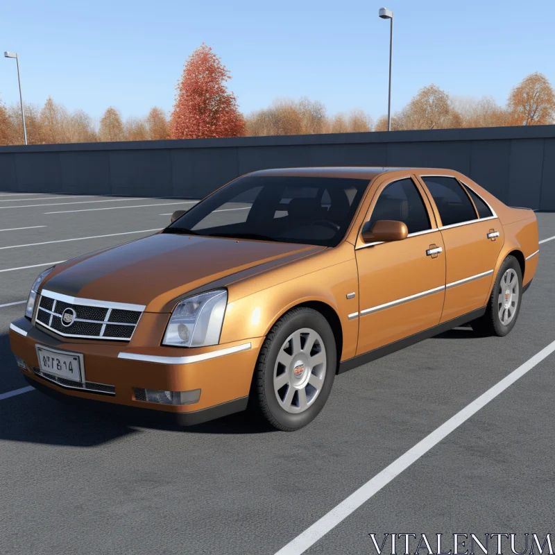 Golden Cadillac DTS Model | Unreal Engine | 32k UHD AI Image