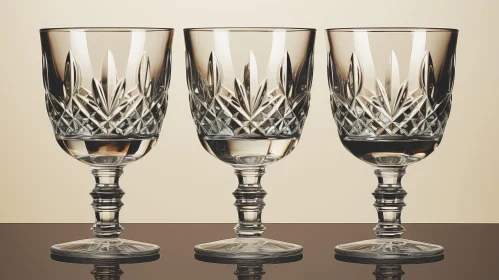 Luxurious Crystal Wine Glasses on Brown Background