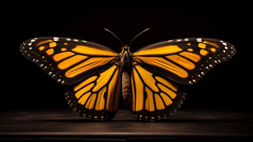 Monarch Butterfly on Black Backdrop: A Study in Still Life Photography