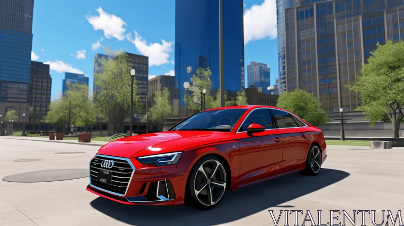 Realistic Red S4 Parked Outside City with Hyper-Detailed Renderings AI Image