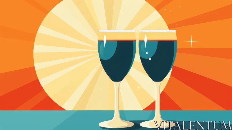 Vintage Style Wine Glasses Illustration AI Image