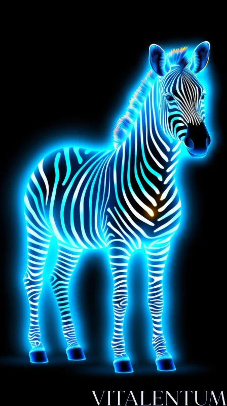 Zebra Digital Painting: Glowing Stripes and Colorful Details AI Image