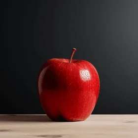 Captivating Still Life: Red Apple on a Table with Realistic Chiaroscuro