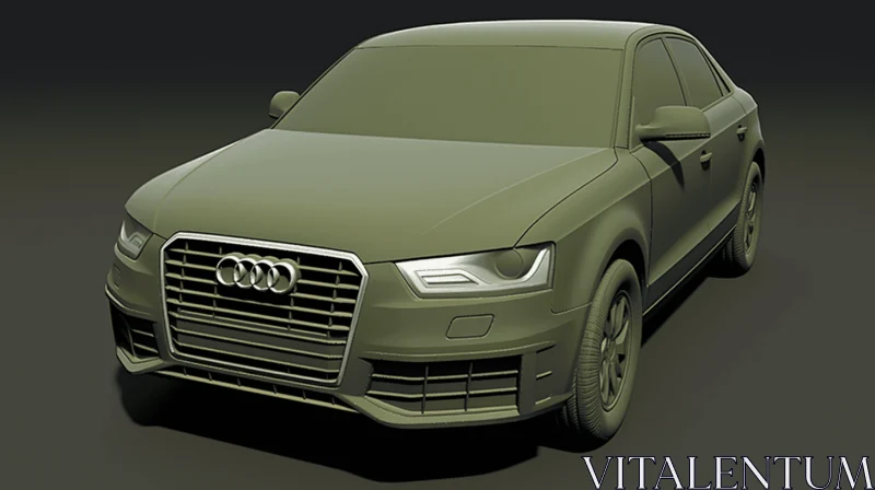 Green Car 3D Model | Zeiss Style | Meticulous Linework Precision AI Image