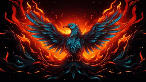 Phoenix Rising Digital Painting - Fiery Rebirth Artwork