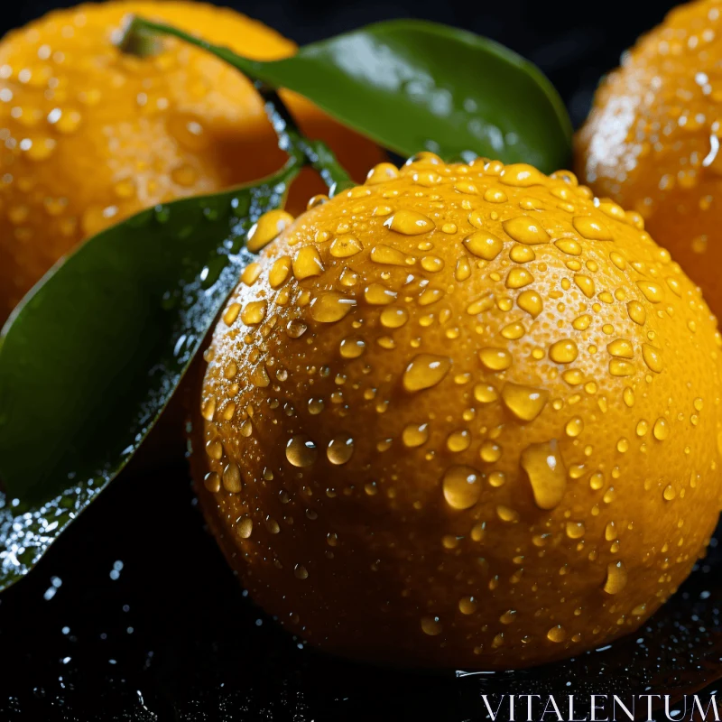 AI ART Captivating Water Droplets on Tangerines - A Realistic Still-life Masterpiece