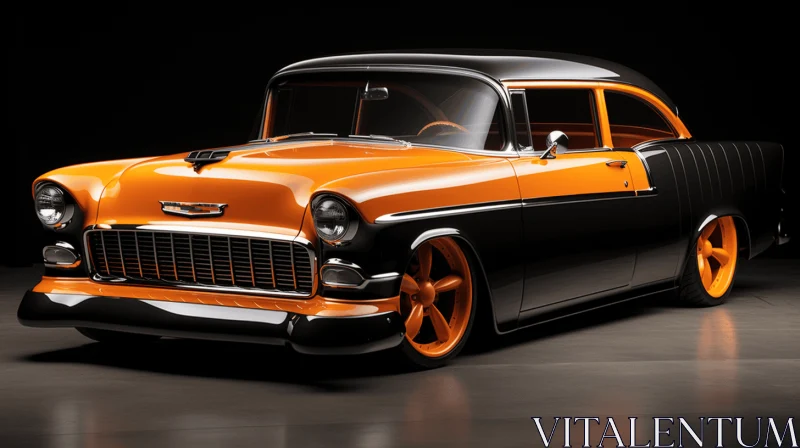 Classic Car with Orange Wheels and Silver Exterior | Dark Bronze and Dark Black Style AI Image