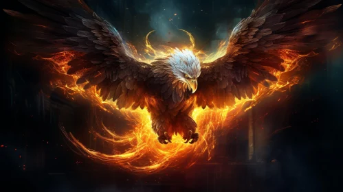 Eagle in Flames Digital Painting