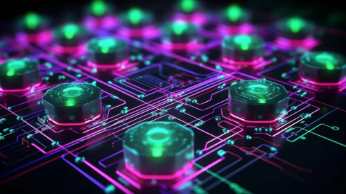 Futuristic Computer Chip 3D Illustration