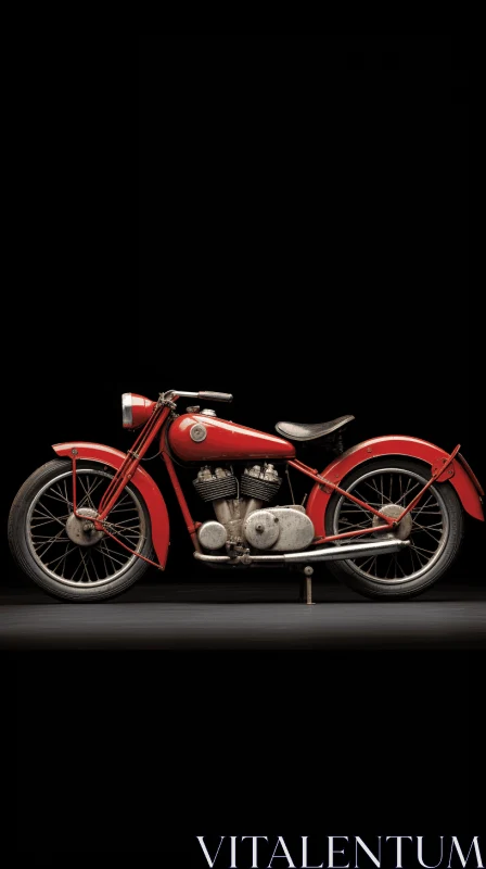Vintage Red Motorcycle: Streamlined Forms and Symmetrical Harmony AI Image