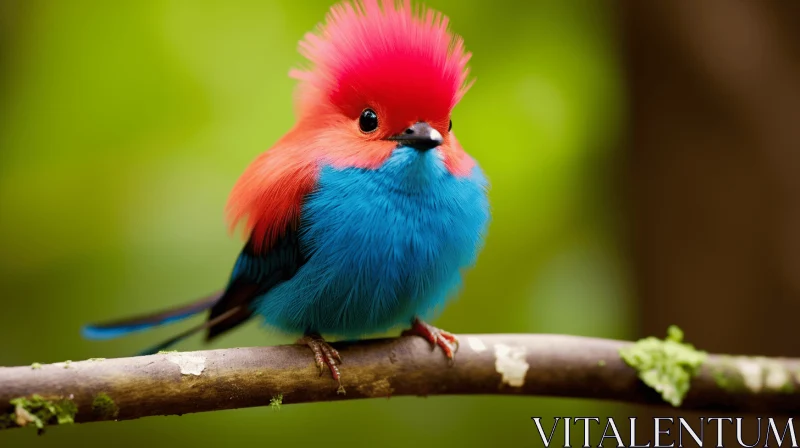 Colorful Bird Perched on Branch: A Tropical Barbiecore Artwork AI Image