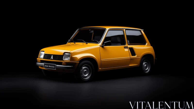 Vibrant Yellow Small Car on Black Background | Bunnycore AI Image