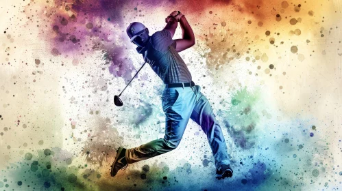 Dynamic Golf Swing Watercolor Art