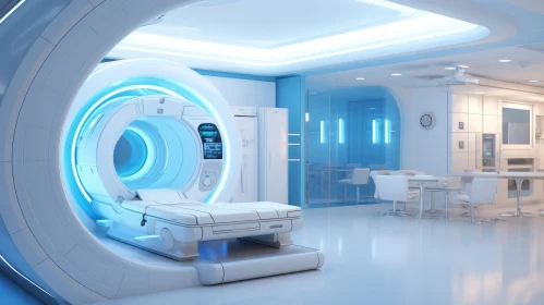 Modern Medical Room with Large MRI Machine