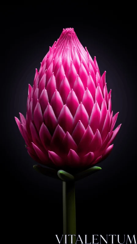 Pink Flower on Black Background: Bold and Graceful AI Image