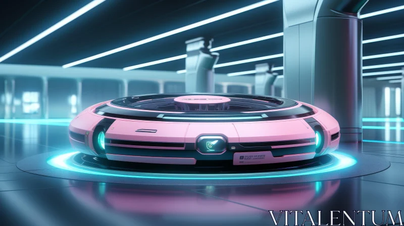 Sleek Futuristic Hovercraft in Illuminated Cityscape AI Image