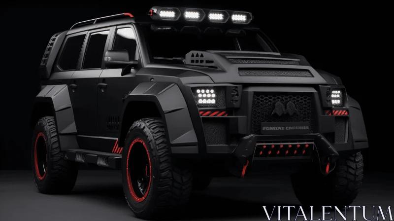 Black SUV with Red Lights - Exotic Realism Artwork AI Image