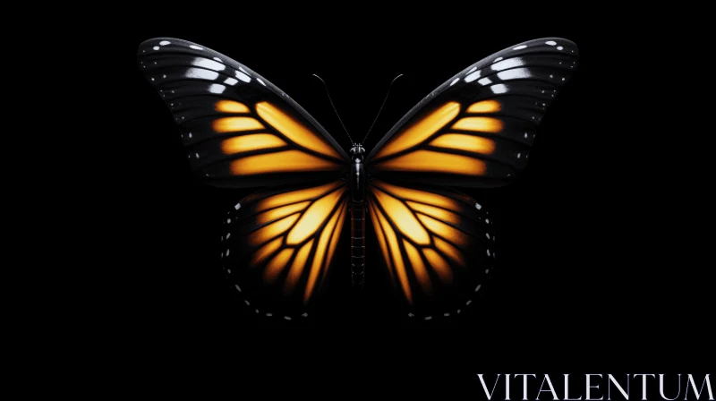 Enchanting Monarch Butterfly on Black Background AI Image