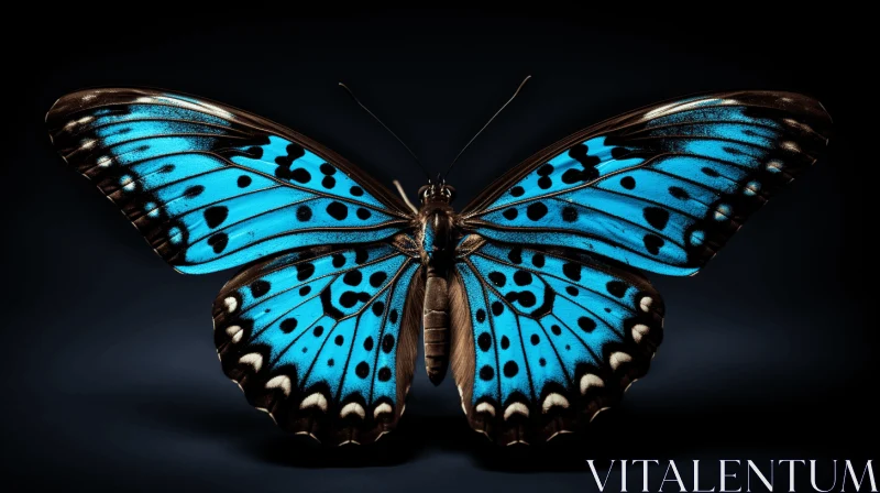 Blue Butterfly on Black Background - A Masterpiece in Photorealism AI Image