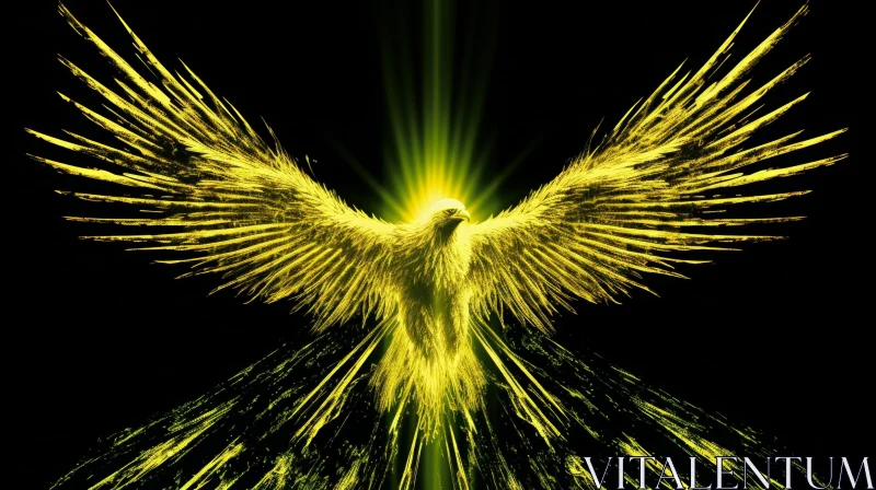 Bright Yellow Eagle Surrounded by Light AI Image