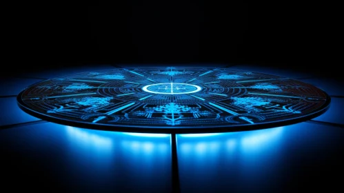 Glowing Blue Circular Platform - Abstract 3D Illustration