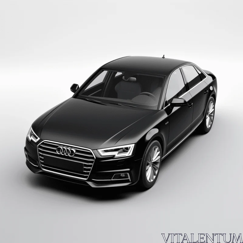 Sleek Black Audi A4 Sports Car - Realistic and Minimalist Design AI Image