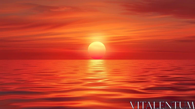 AI ART Tranquil Sunset Over Ocean - Stunning Natural Scene