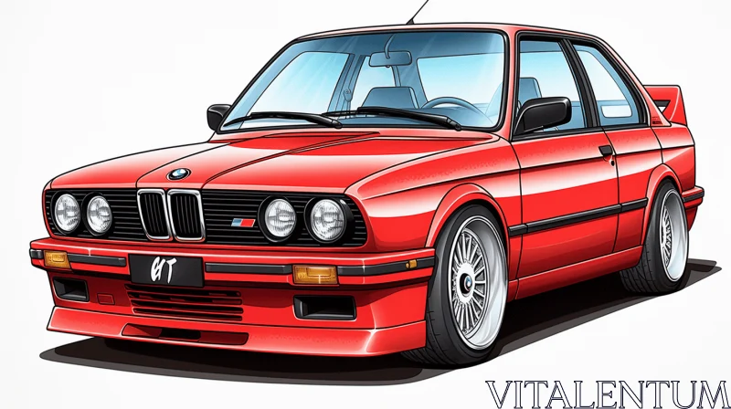 Vibrant Red Car Art: Realistic Portrait Drawings in 32k UHD AI Image