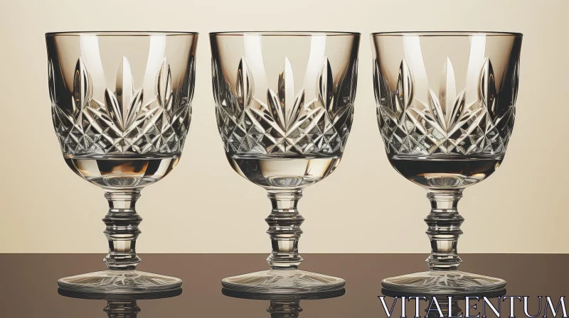 AI ART Luxurious Crystal Wine Glasses on Brown Background