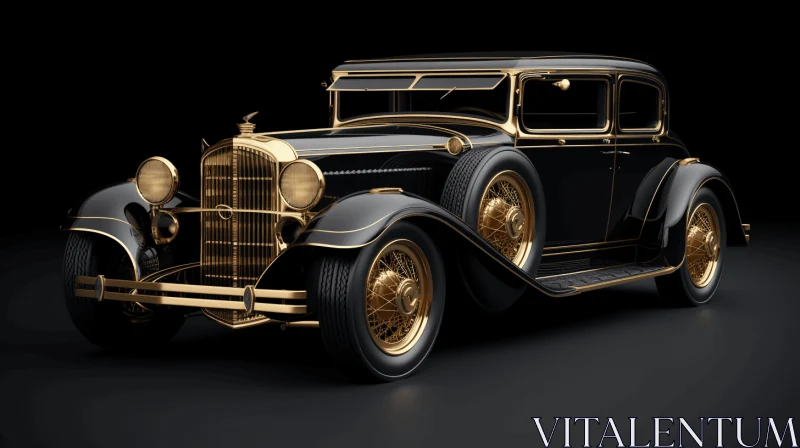 Antique Black and Gold Car: A Captivating Portrait in Zbrush Style AI Image
