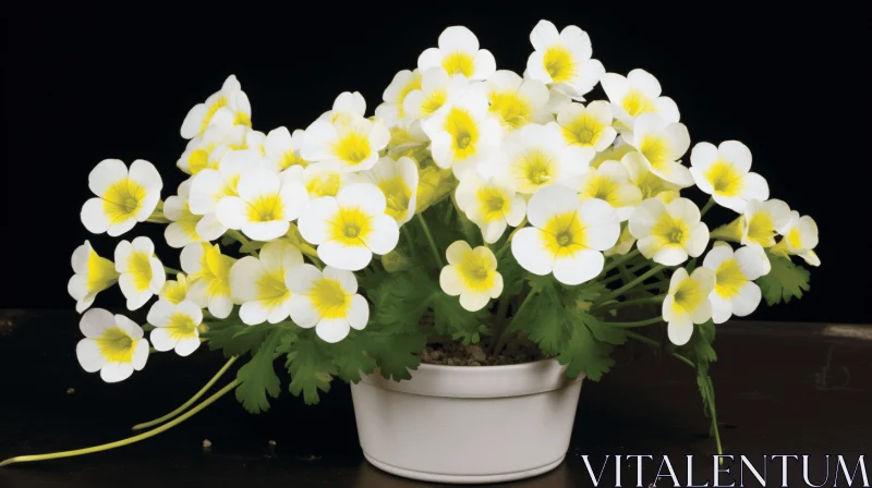 Luminescent White Flowers in Pot - A Spectacular Show of Colors AI Image