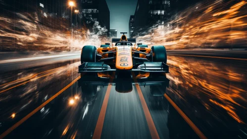 Night City Formula 1 Car Racing Scene