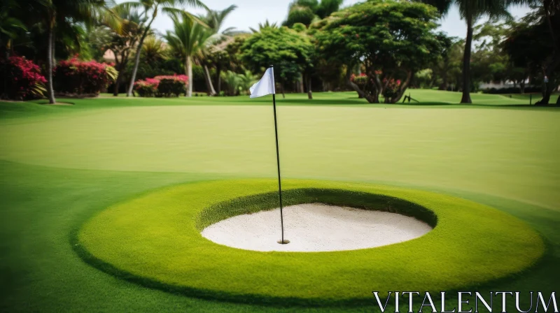 AI ART Serene Golf Course Scene with Sand Bunker