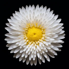 White Daisy on Black Background: A Study in Symmetry and Contrast