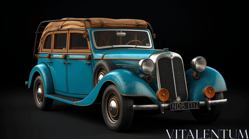 Vintage Blue Car - Detailed and Realistic Image AI Image