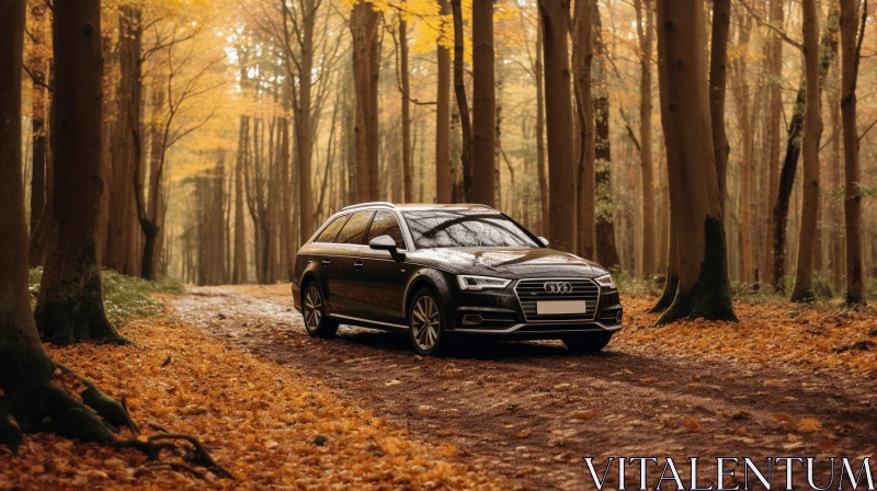 Audi SUV in Enchanting Forest | Romantic Autumn Drive AI Image