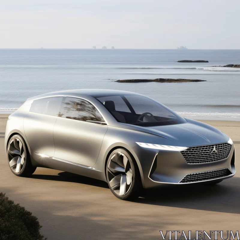 Captivating Electric Car on the Beach | Neoclassicist Design AI Image