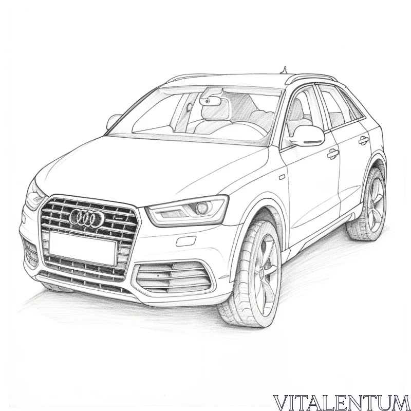 Detailed Audi Q5 Pencil Drawing | Character Illustrations AI Image