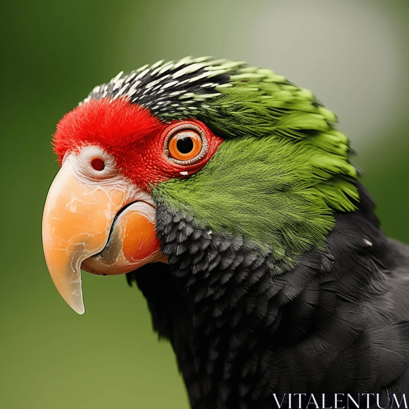 Exquisite Parrot Portraiture with Red and Green Feathers AI Image