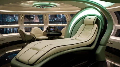 Futuristic Spaceship Interior with Lounger