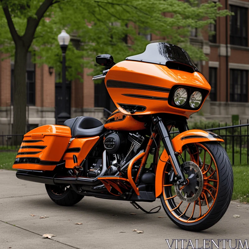 Orange and Black Harley Davidson Motorcycle | Capturing Suburban Ennui AI Image