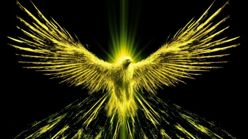 Bright Yellow Eagle Surrounded by Light