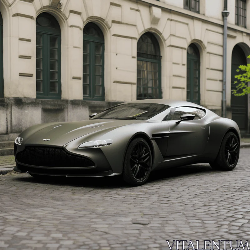 Serenity and Elegance: Aston Martin Car on Cobblestone Street AI Image