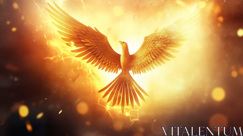 Golden Phoenix Rising - Symbol of Renewal and Hope AI Image