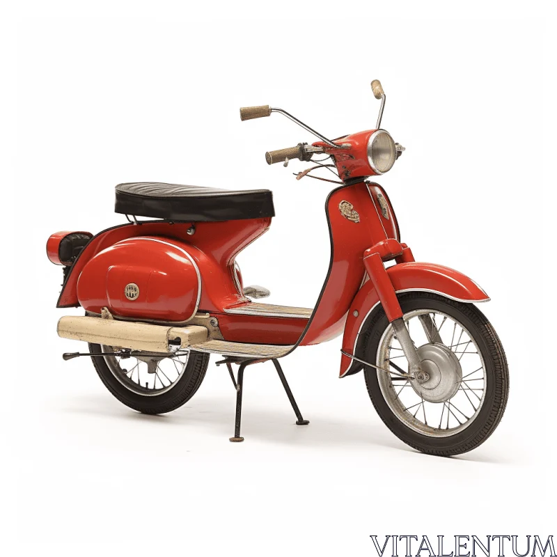 Red Motorbike against White Background | Photorealistic Rendering | 1960s Style AI Image